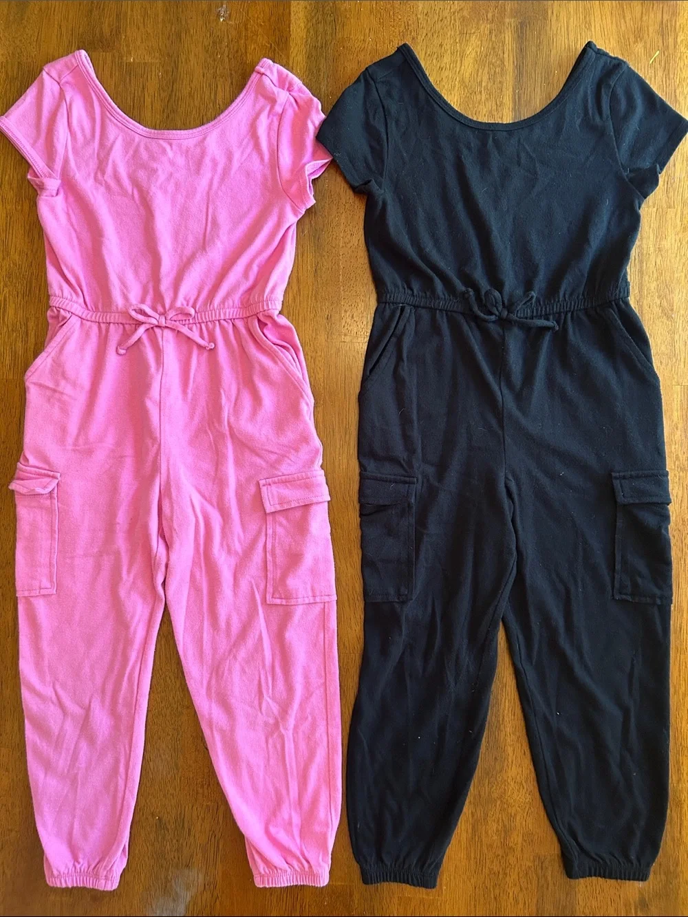 Jumpsuit Bundle Girls XS 4-5 Pink Black One Piece Rompers Cargo Pocket 2 Pack